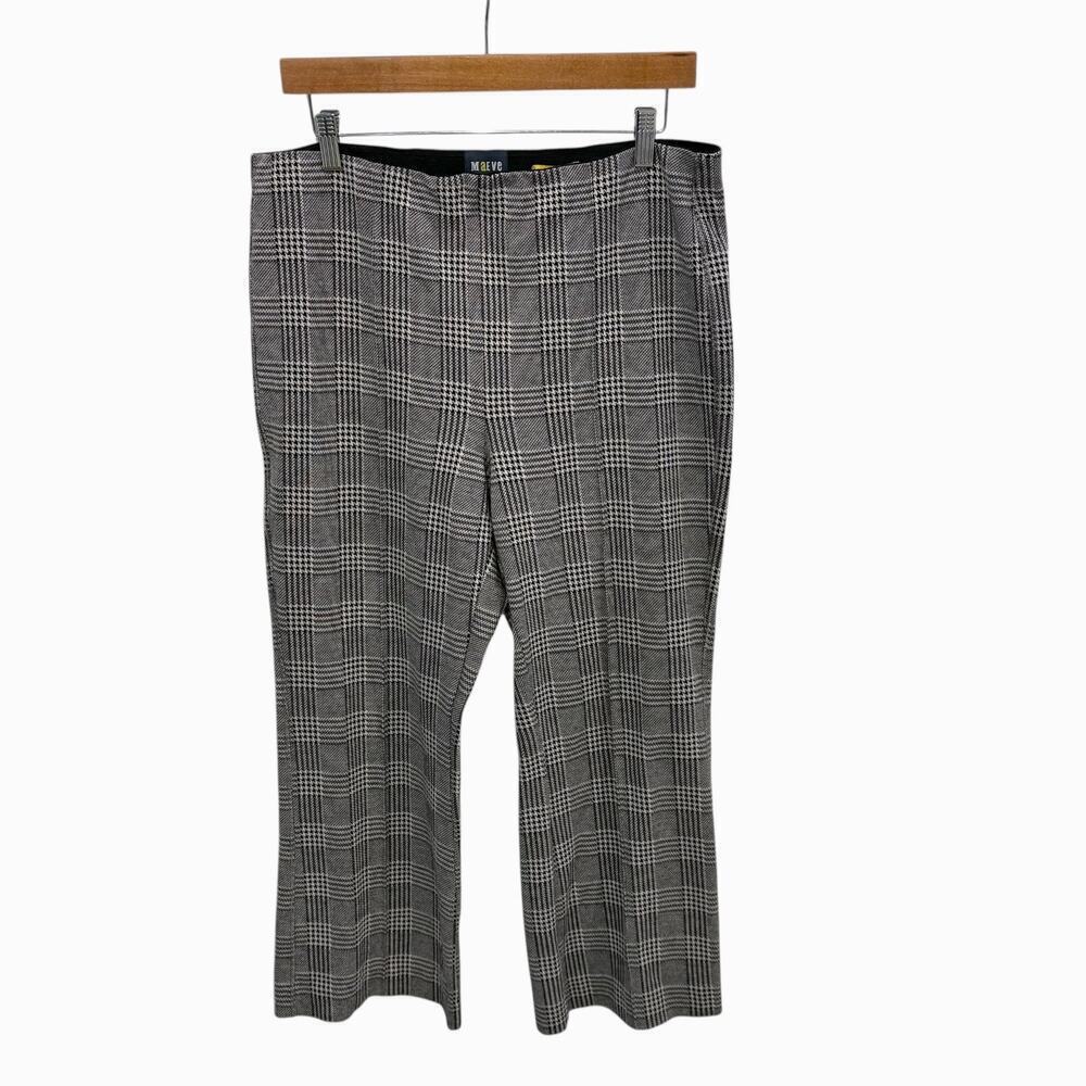 Anthropologie Maeve Houndstooth Kick Flare Pants Pull On Large Black/White